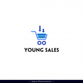 young sale logotype flat trolley arrows shape outline