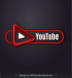 youtube logo template 3d modern triangle rounded horizontal shape sketch