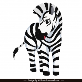 zebra animal icon colored cartoon sketch
