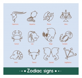 zodiac signs collection with silhouettes design style